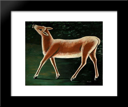 Running Deer 20x24 Black Modern Wood Framed Art Print Poster by Pirosmani, Niko