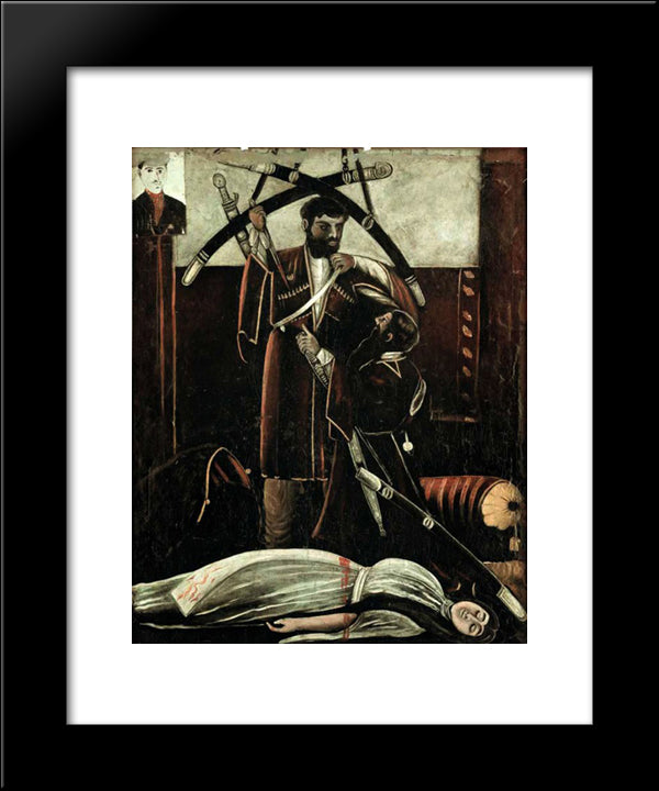 Sister And Brother (According To The Play By V. Gunia) 20x24 Black Modern Wood Framed Art Print Poster by Pirosmani, Niko