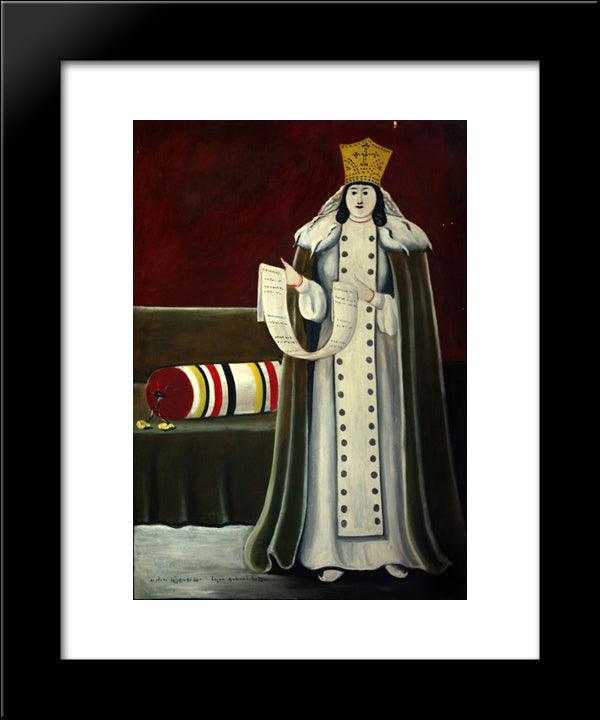 Queen Tamar 20x24 Black Modern Wood Framed Art Print Poster by Pirosmani, Niko