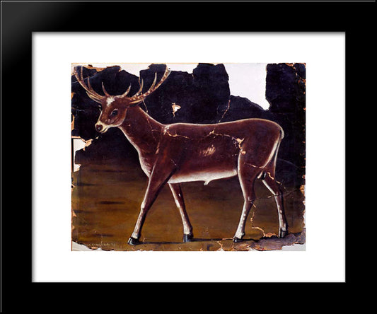 Deer 20x24 Black Modern Wood Framed Art Print Poster by Pirosmani, Niko