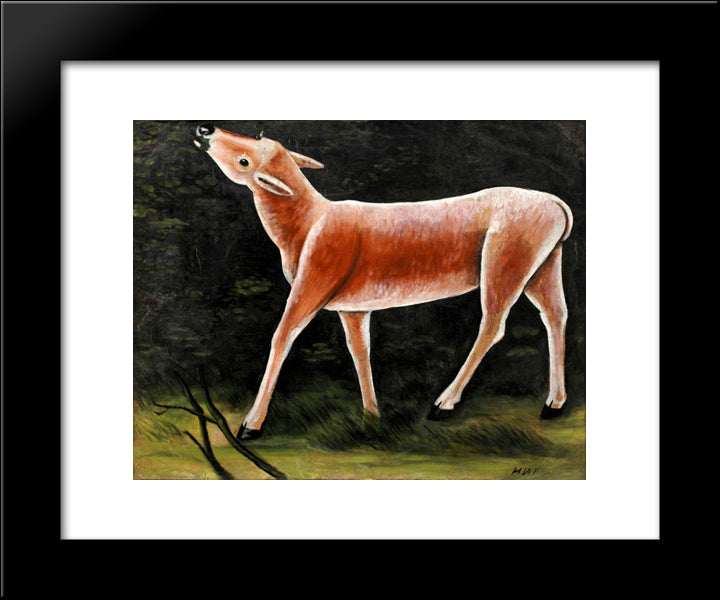 Running Deer 20x24 Black Modern Wood Framed Art Print Poster by Pirosmani, Niko