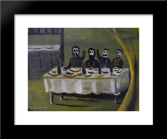 Donkey Bridge (Fragment) 20x24 Black Modern Wood Framed Art Print Poster by Pirosmani, Niko