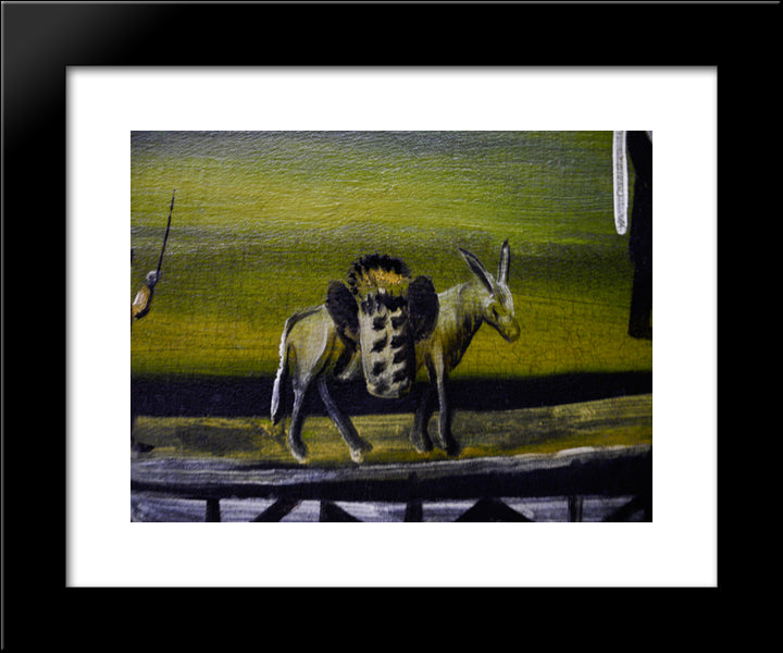 Donkey Bridge (Fragment) 20x24 Black Modern Wood Framed Art Print Poster by Pirosmani, Niko