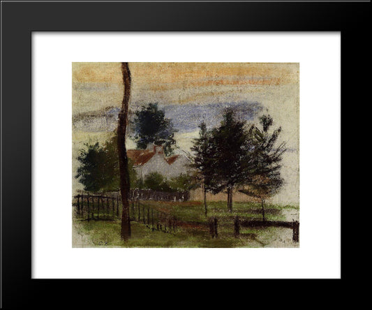 Landscape At Louveciennes 20x24 Black Modern Wood Framed Art Print Poster by Pissarro, Camille