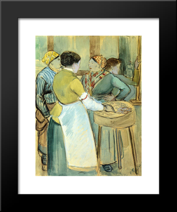 Market At Pontoise 20x24 Black Modern Wood Framed Art Print Poster by Pissarro, Camille