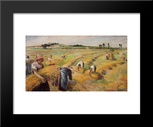 The Harvest 20x24 Black Modern Wood Framed Art Print Poster by Pissarro, Camille