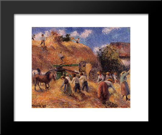 The Harvest 20x24 Black Modern Wood Framed Art Print Poster by Pissarro, Camille