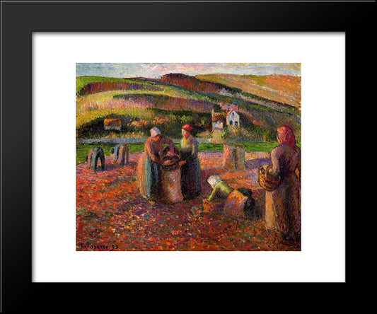 Potato Harvest 20x24 Black Modern Wood Framed Art Print Poster by Pissarro, Camille