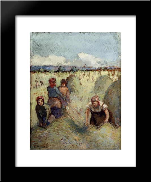 Haymaking 20x24 Black Modern Wood Framed Art Print Poster by Pissarro, Camille