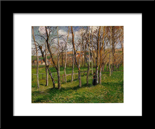 Meadow At Bazincourt 20x24 Black Modern Wood Framed Art Print Poster by Pissarro, Camille