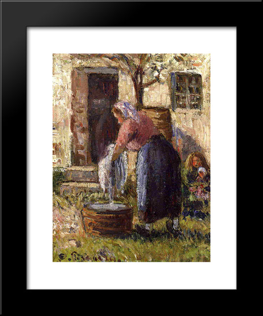 The Laundry Woman 20x24 Black Modern Wood Framed Art Print Poster by Pissarro, Camille