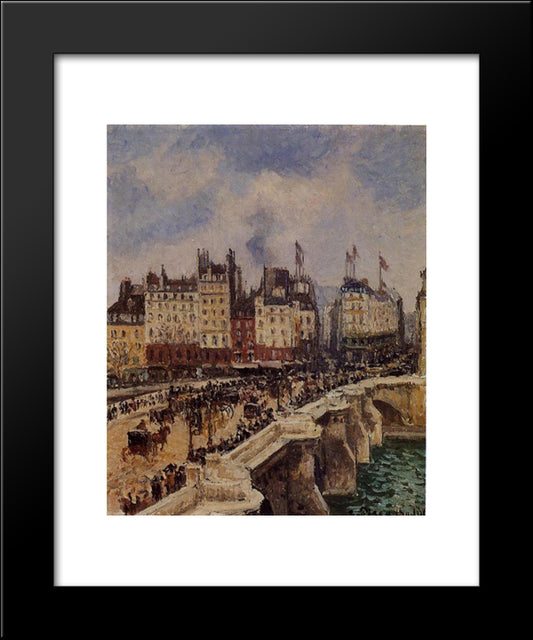 The Pont Neuf 20x24 Black Modern Wood Framed Art Print Poster by Pissarro, Camille