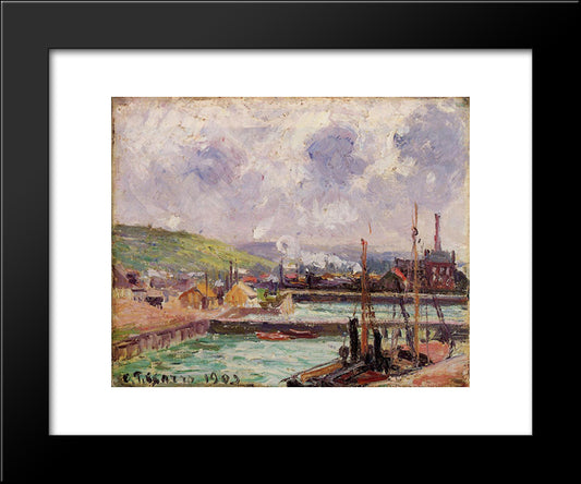 View Of Duquesne And Berrigny Basins In Dieppe 20x24 Black Modern Wood Framed Art Print Poster by Pissarro, Camille