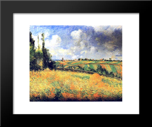 Fields 20x24 Black Modern Wood Framed Art Print Poster by Pissarro, Camille