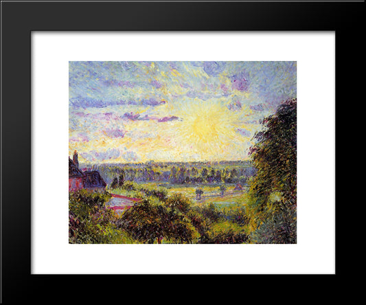 Sunset At Eragny 20x24 Black Modern Wood Framed Art Print Poster by Pissarro, Camille