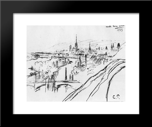 View Of Rouen 20x24 Black Modern Wood Framed Art Print Poster by Pissarro, Camille