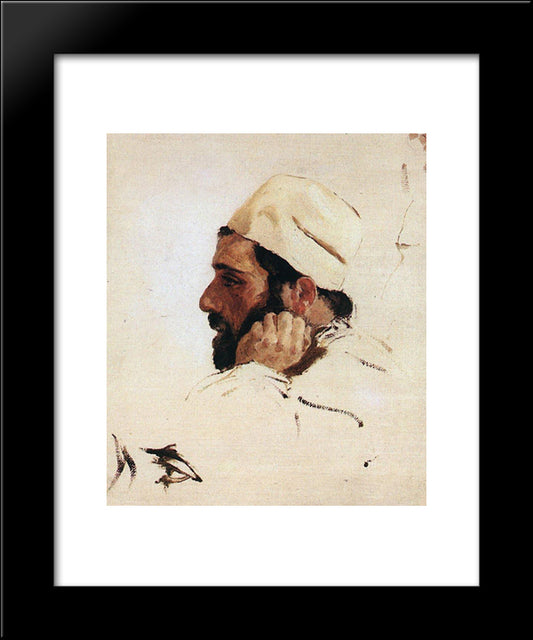 Head Of I. I. Levitan Turned Like The Head Of Christ In The 'Dream' 20x24 Black Modern Wood Framed Art Print Poster by Polenov, Vasily