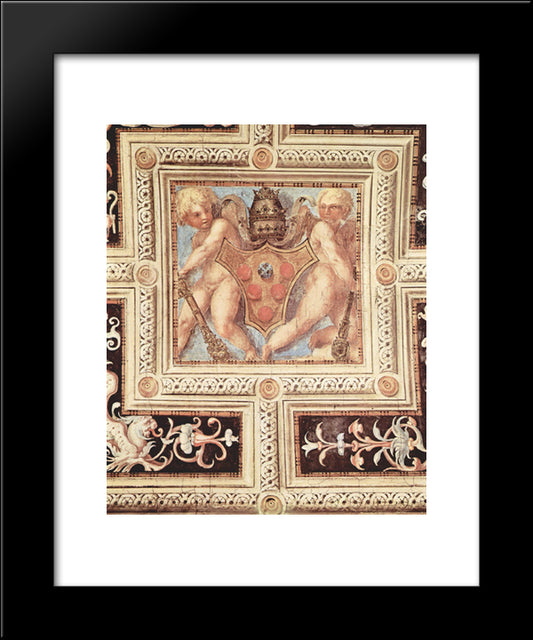 Scene With Cherubs On Papal Coat Of Arms 20x24 Black Modern Wood Framed Art Print Poster by Pontormo, Jacopo