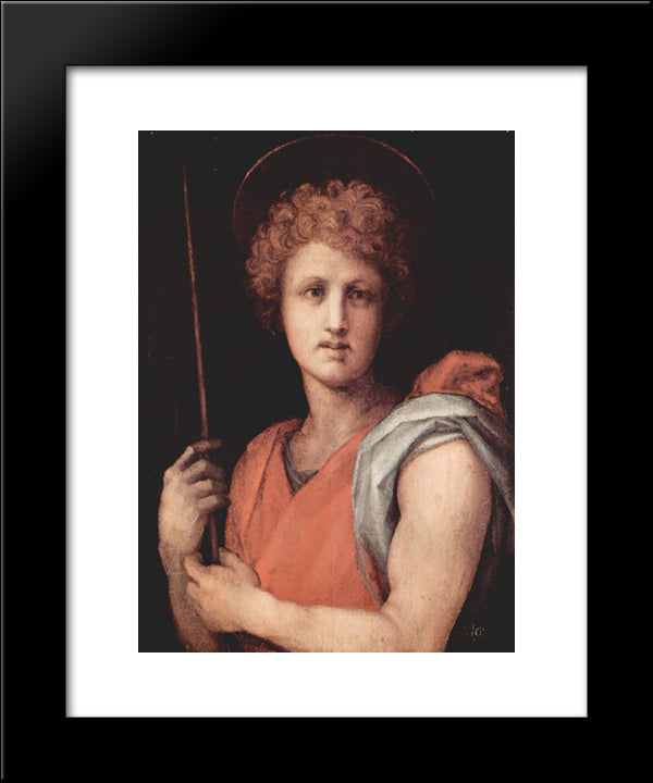 St. Sebastian 20x24 Black Modern Wood Framed Art Print Poster by Pontormo, Jacopo