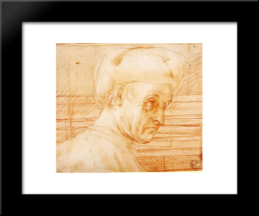 Study Of A Man Wearing A Hat 20x24 Black Modern Wood Framed Art Print Poster by Pontormo, Jacopo