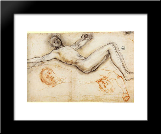 Study Of The Nailing Of Christ To The Cross 20x24 Black Modern Wood Framed Art Print Poster by Pontormo, Jacopo