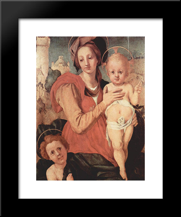 Madonna And Child With The Young Saint John 20x24 Black Modern Wood Framed Art Print Poster by Pontormo, Jacopo