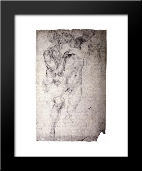 Two Nudes 20x24 Black Modern Wood Framed Art Print Poster by Pontormo, Jacopo