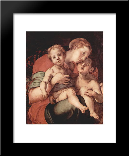 Madonna And Child With The Young Saint John 20x24 Black Modern Wood Framed Art Print Poster by Pontormo, Jacopo