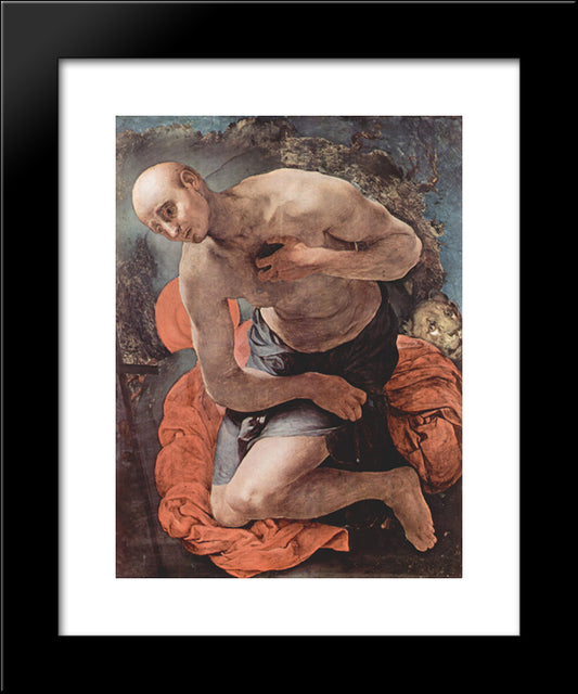 The Penitence Of St. Jerome 20x24 Black Modern Wood Framed Art Print Poster by Pontormo, Jacopo