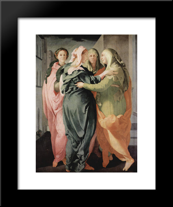 Visitation 20x24 Black Modern Wood Framed Art Print Poster by Pontormo, Jacopo