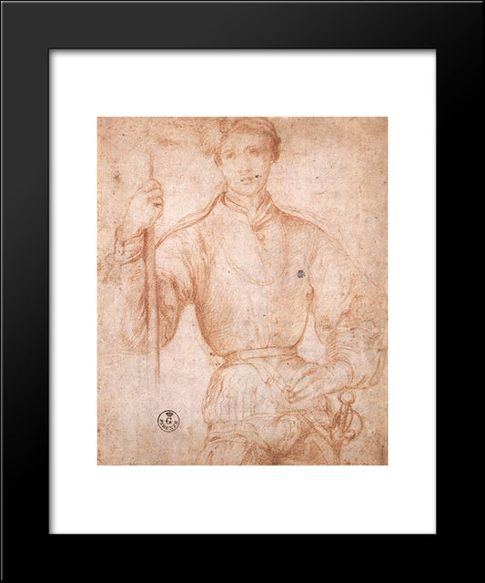 Halberdier 20x24 Black Modern Wood Framed Art Print Poster by Pontormo, Jacopo