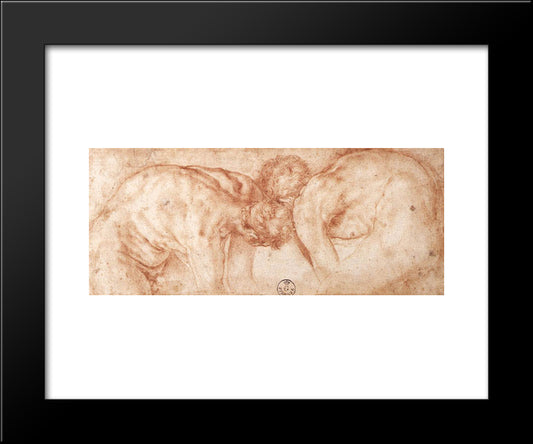 Two Nudes Compared 20x24 Black Modern Wood Framed Art Print Poster by Pontormo, Jacopo