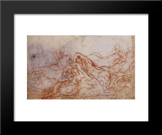 Study For The Deluge 20x24 Black Modern Wood Framed Art Print Poster by Pontormo, Jacopo