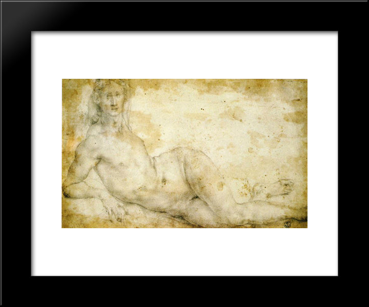 Female Nude 20x24 Black Modern Wood Framed Art Print Poster by Pontormo, Jacopo