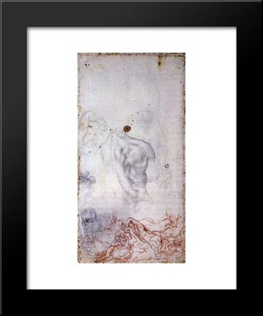 Study For The Deluge 20x24 Black Modern Wood Framed Art Print Poster by Pontormo, Jacopo