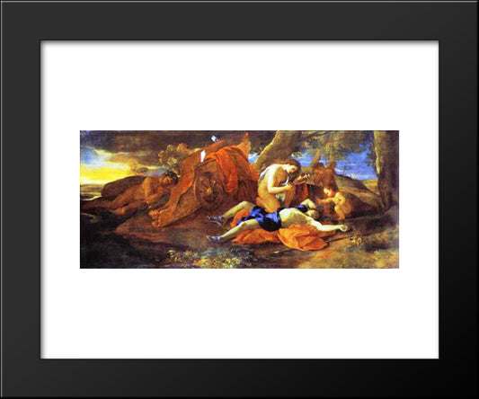Venus Weeping Over Adonis 20x24 Black Modern Wood Framed Art Print Poster by Poussin, Nicolas