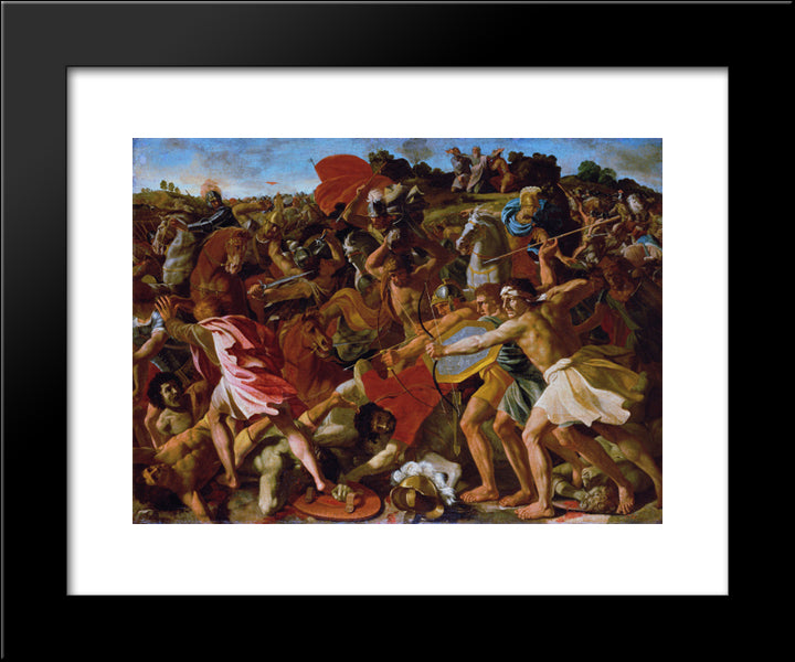 Victory Of Joshua Over The Amalekites 20x24 Black Modern Wood Framed Art Print Poster by Poussin, Nicolas