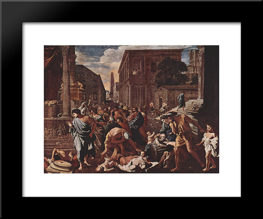 The Plague At Ashod 20x24 Black Modern Wood Framed Art Print Poster by Poussin, Nicolas