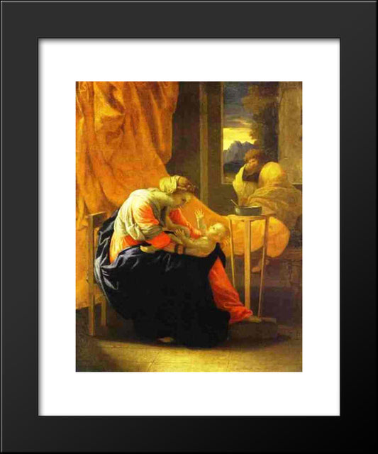 The Holy Family 20x24 Black Modern Wood Framed Art Print Poster by Poussin, Nicolas