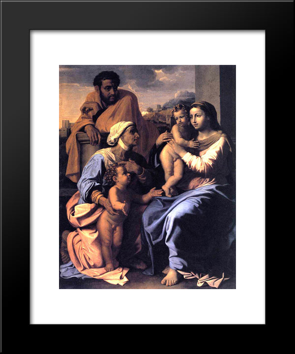 The Holy Family With St. Elizabeth And John The Baptist 20x24 Black Modern Wood Framed Art Print Poster by Poussin, Nicolas