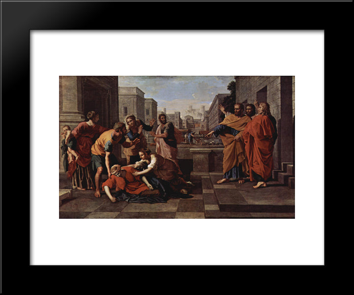 The Death Of Saphire 20x24 Black Modern Wood Framed Art Print Poster by Poussin, Nicolas