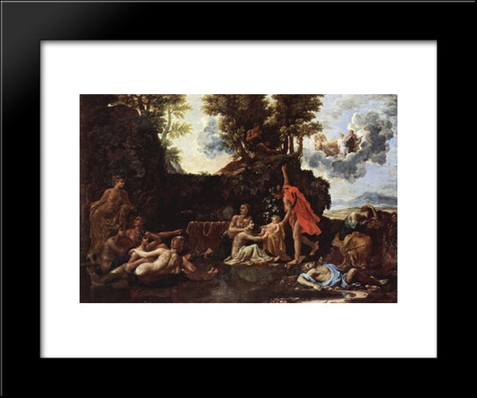 The Birth Of Baccus 20x24 Black Modern Wood Framed Art Print Poster by Poussin, Nicolas