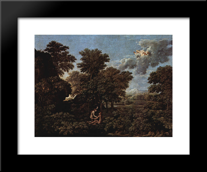 Spring (The Earthly Paradise) 20x24 Black Modern Wood Framed Art Print Poster by Poussin, Nicolas