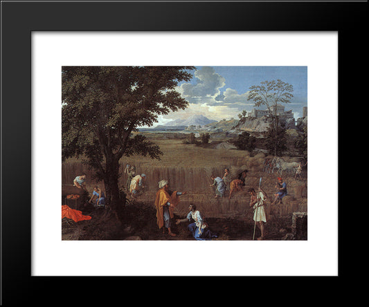 The Summer (Ruth And Boaz) 20x24 Black Modern Wood Framed Art Print Poster by Poussin, Nicolas