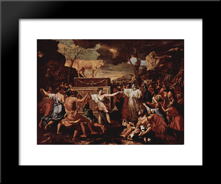 The Adoration Of The Golden Calf 20x24 Black Modern Wood Framed Art Print Poster by Poussin, Nicolas