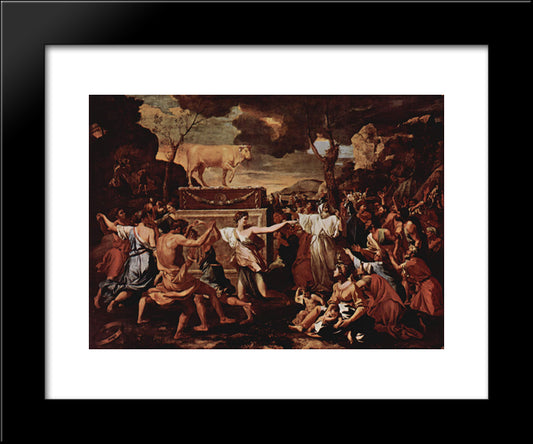 The Adoration Of The Golden Calf 20x24 Black Modern Wood Framed Art Print Poster by Poussin, Nicolas
