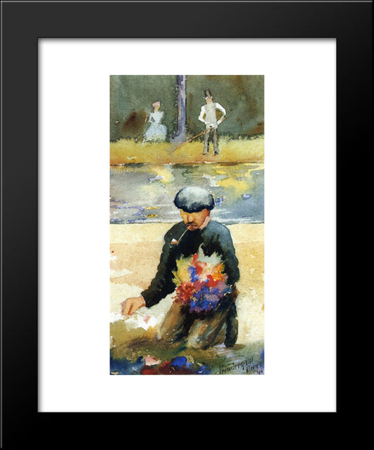 Picking Flowers 20x24 Black Modern Wood Framed Art Print Poster by Prendergast, Maurice