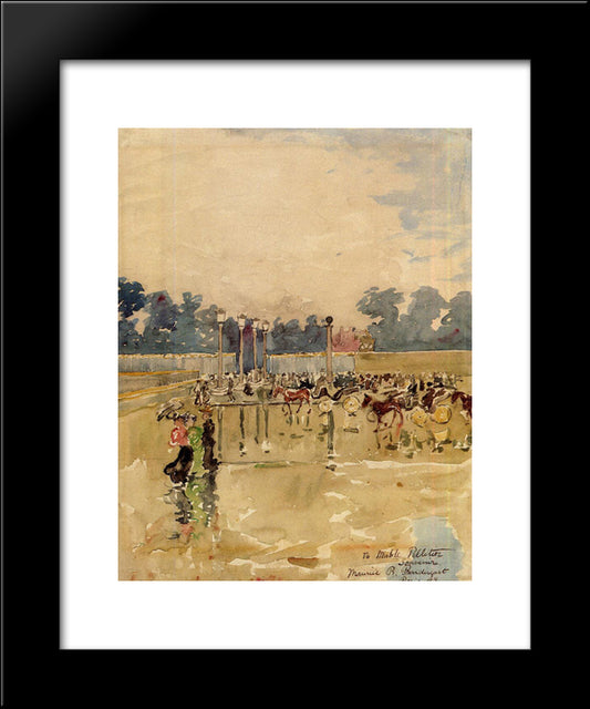 Paris Boulevard In The Rain 20x24 Black Modern Wood Framed Art Print Poster by Prendergast, Maurice