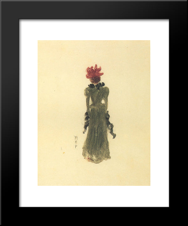 Green Dress 20x24 Black Modern Wood Framed Art Print Poster by Prendergast, Maurice