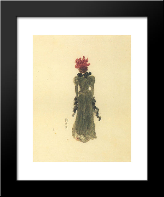Green Dress 20x24 Black Modern Wood Framed Art Print Poster by Prendergast, Maurice
